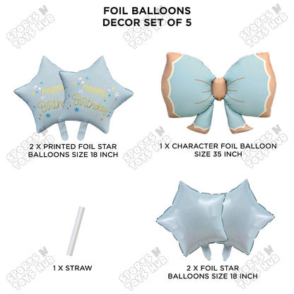 Pastel Matte Bow Pack Of 5 Foil Balloon Set