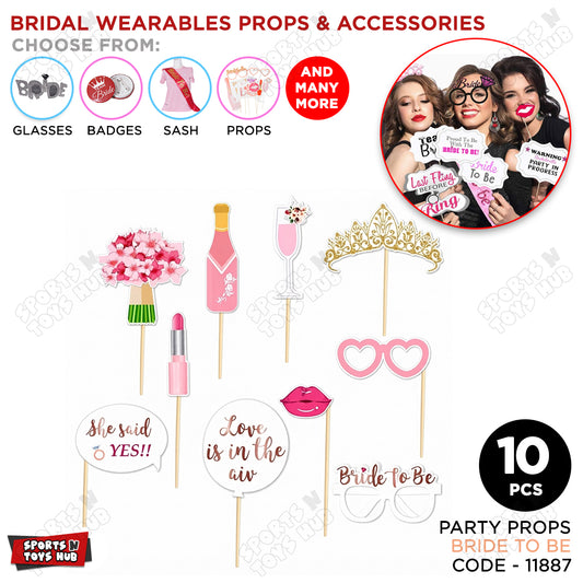 Team Bride Photo Props - 10 Pcs