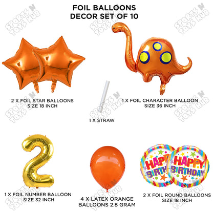 Bronto-Saurus Foil Balloon Pack Of 10 Set With 32 Inch Foil Number Balloons