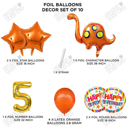 Bronto-Saurus Foil Balloon Pack Of 10 Set With 32 Inch Foil Number Balloons