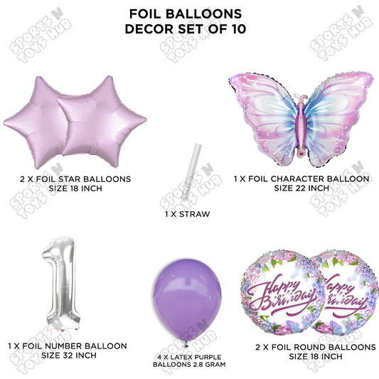 Butterfly Pack Of 10 Foil Balloon Set