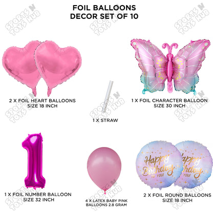 Gradient Blue & Pink Butterfly Pack Of 10 Foil Balloon Set