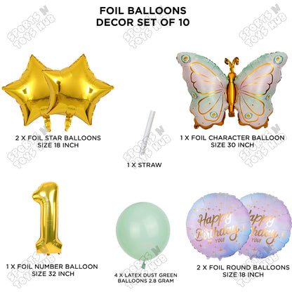 Butterfly Wing Pattern Pack Of 10 Foil Balloon Set