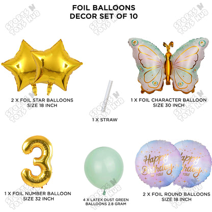 Butterfly Wing Pattern Pack Of 10 Foil Balloon Set