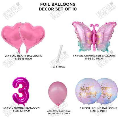 Gradient Blue & Pink Butterfly Pack Of 10 Foil Balloon Set