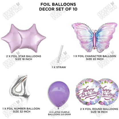 Butterfly Pack Of 10 Foil Balloon Set