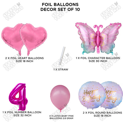 Gradient Blue & Pink Butterfly Pack Of 10 Foil Balloon Set