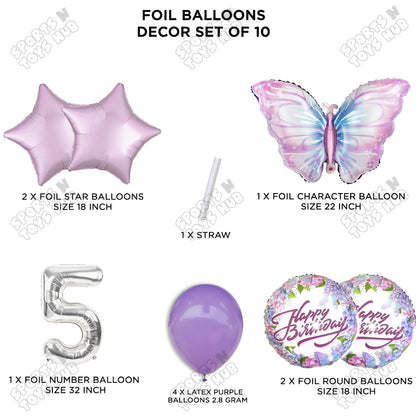 Butterfly Pack Of 10 Foil Balloon Set