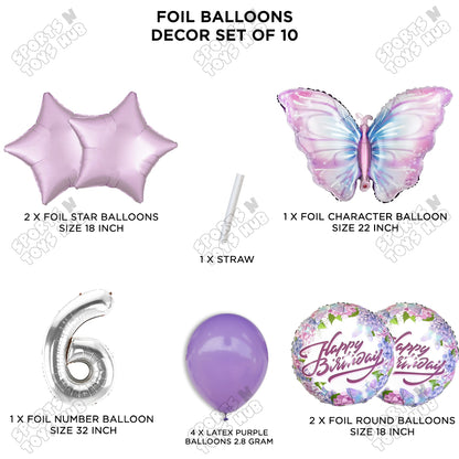 Butterfly Pack Of 10 Foil Balloon Set