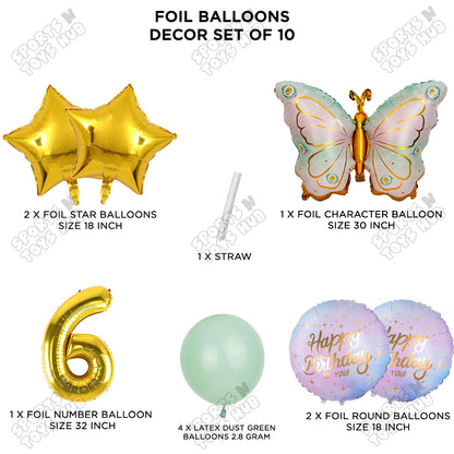 Butterfly Wing Pattern Pack Of 10 Foil Balloon Set
