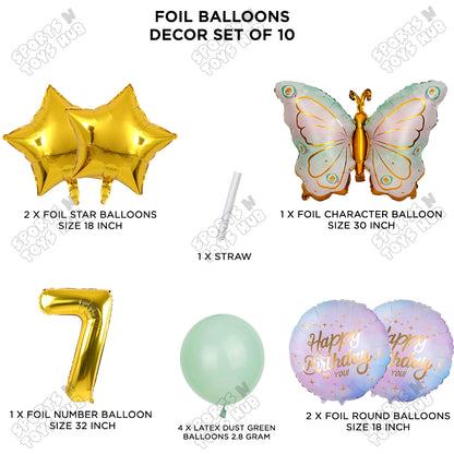 Butterfly Wing Pattern Pack Of 10 Foil Balloon Set