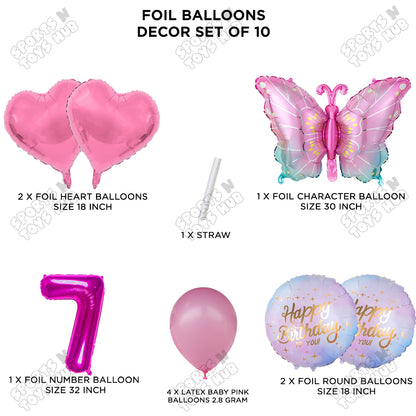 Gradient Blue & Pink Butterfly Pack Of 10 Foil Balloon Set