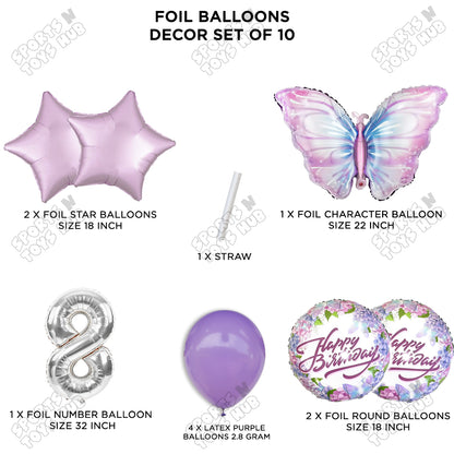 Butterfly Pack Of 10 Foil Balloon Set