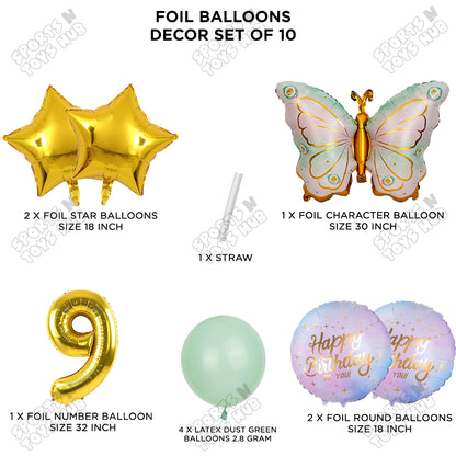 Butterfly Wing Pattern Pack Of 10 Foil Balloon Set