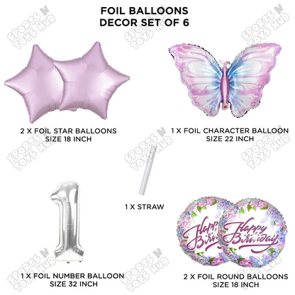 Butterfly Pack Of 6 Foil Balloon Set