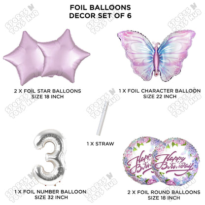 Butterfly Pack Of 6 Foil Balloon Set