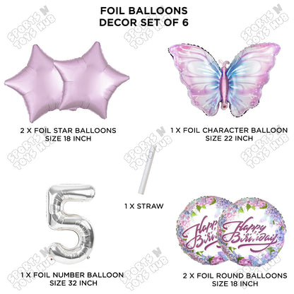 Butterfly Pack Of 6 Foil Balloon Set
