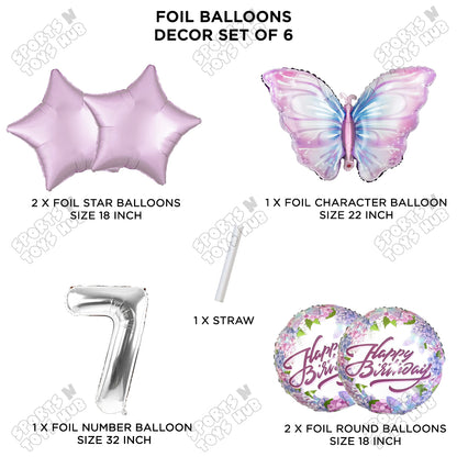 Butterfly Pack Of 6 Foil Balloon Set