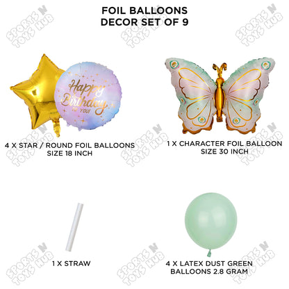 Butterfly Wing Pattern Pack Of 9 Foil Balloon Set