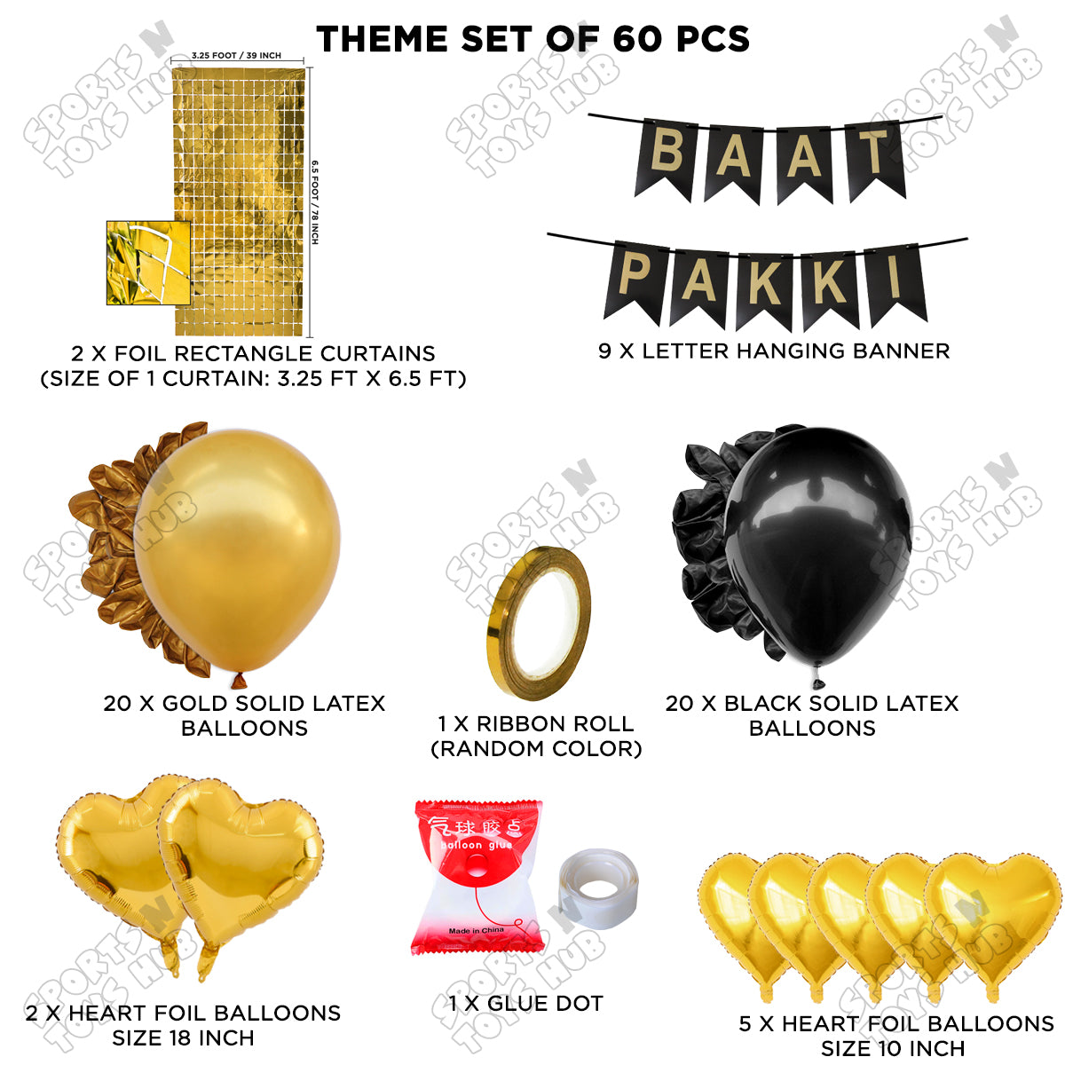 Baat Pakki Card Banner Theme - Black & Gold
