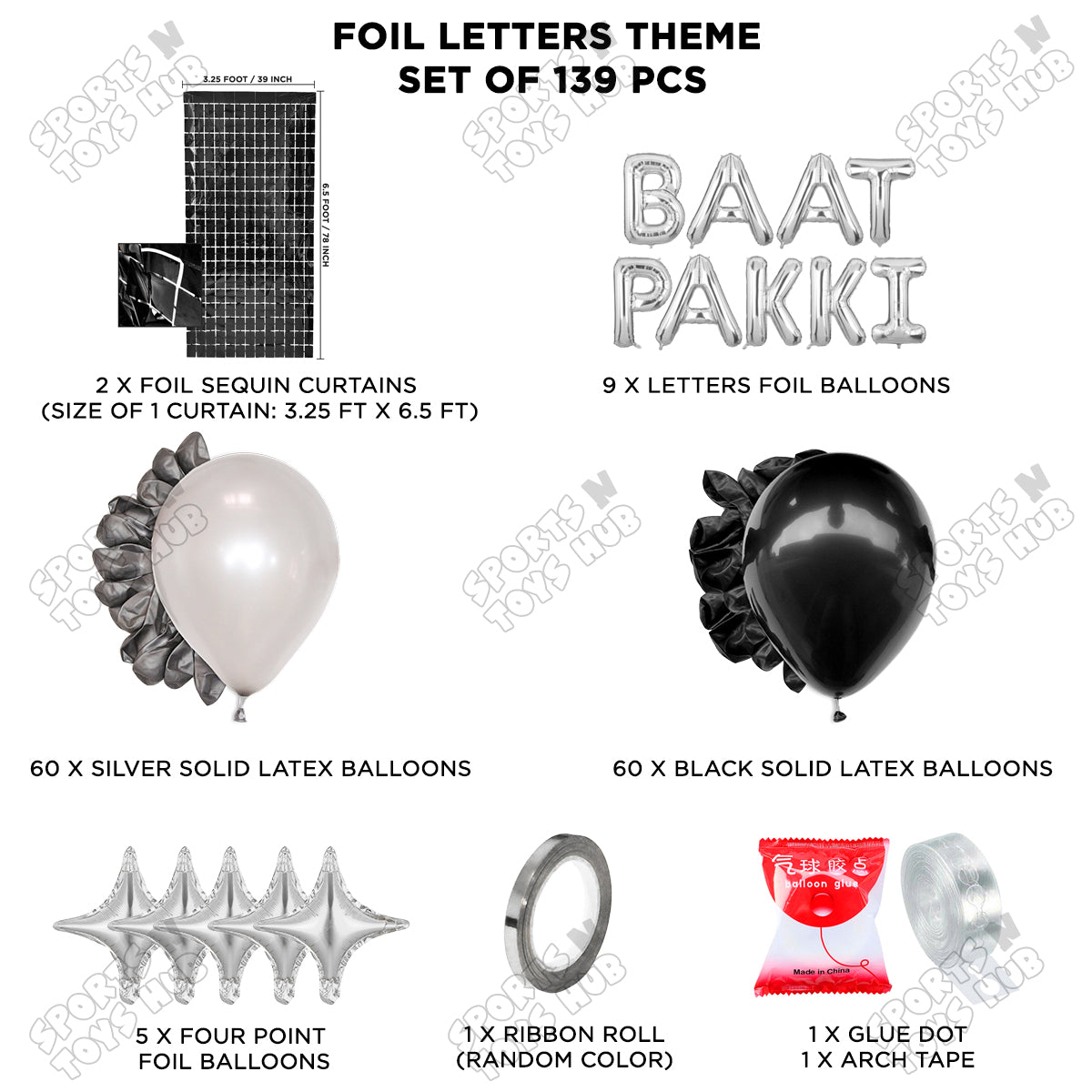 Baat Pakki Foil Letter Theme - Silver