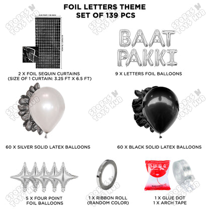 Baat Pakki Foil Letter Theme - Silver