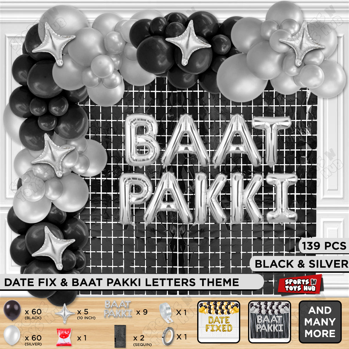 Baat Pakki Foil Letter Theme - Silver