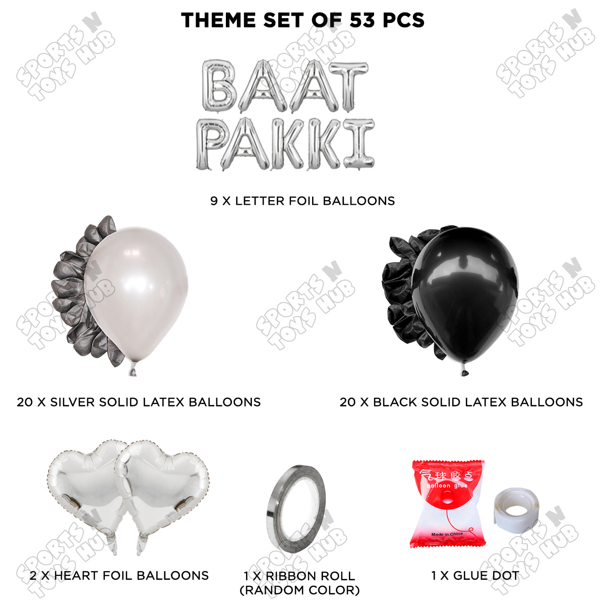 Baat Pakki Foil Letter Theme - Silver