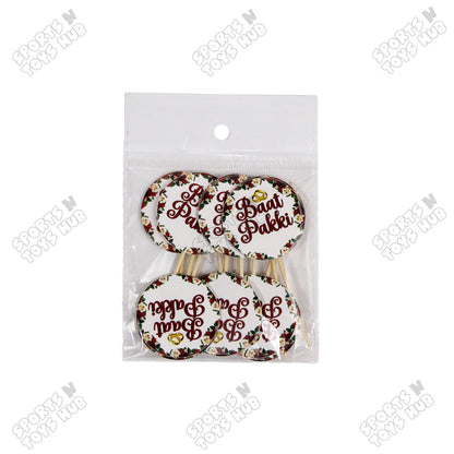 Baat Pakki Flower Print Cup Cake & Sweet Toppers - Pack Of 12