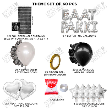 Baat Pakki Foil Letter Theme - Silver