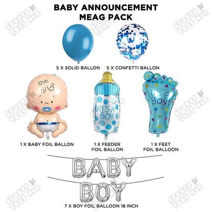 Baby Boy Silver Letter Foil Balloon Set - 21 Pcs