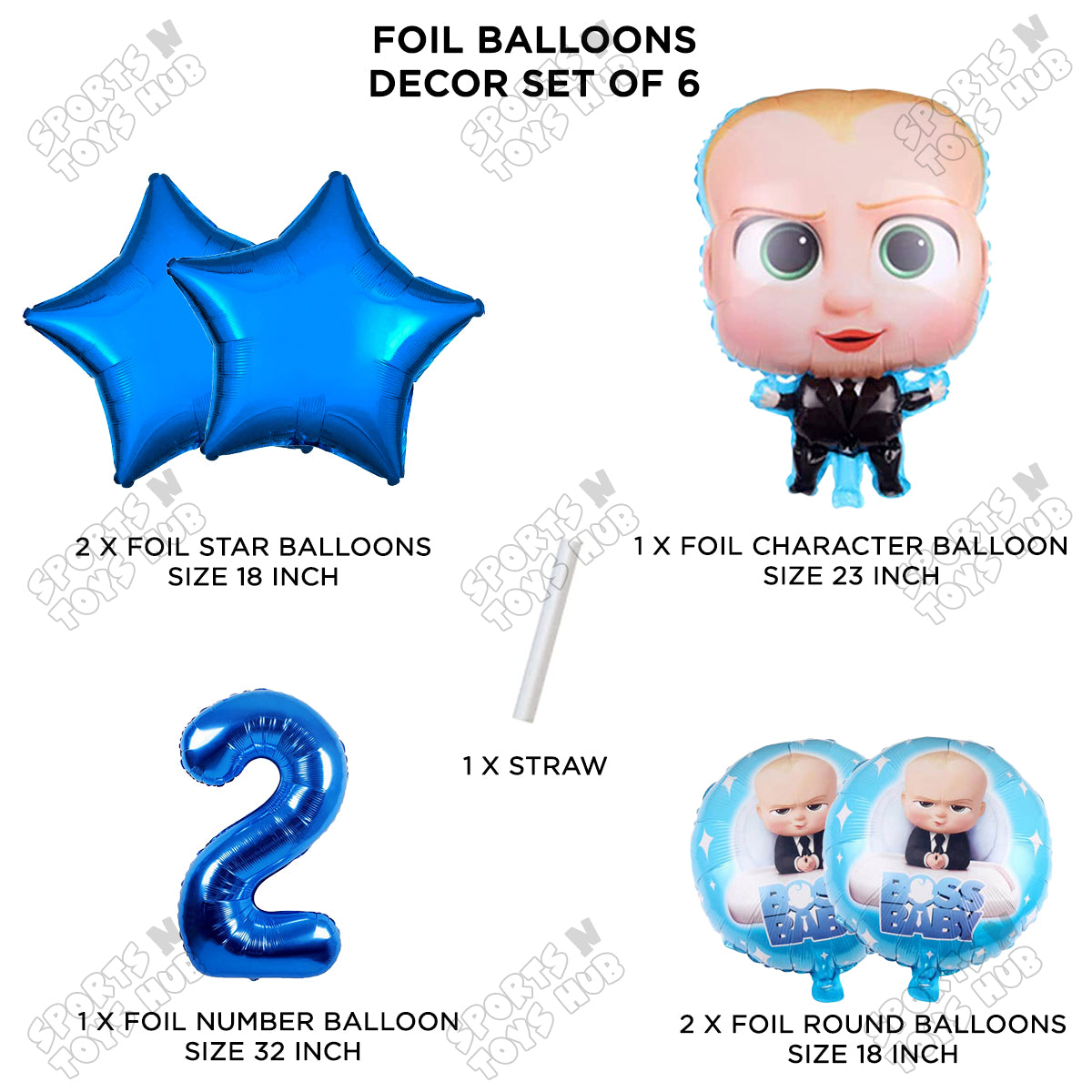 B_o_s_s B@by Pack Of 6 Foil Balloon Set