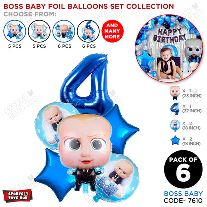 B_o_s_s B@by Pack Of 6 Foil Balloon Set