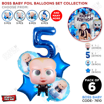 B_o_s_s B@by Pack Of 6 Foil Balloon Set