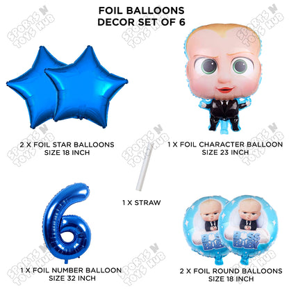B_o_s_s B@by Pack Of 6 Foil Balloon Set