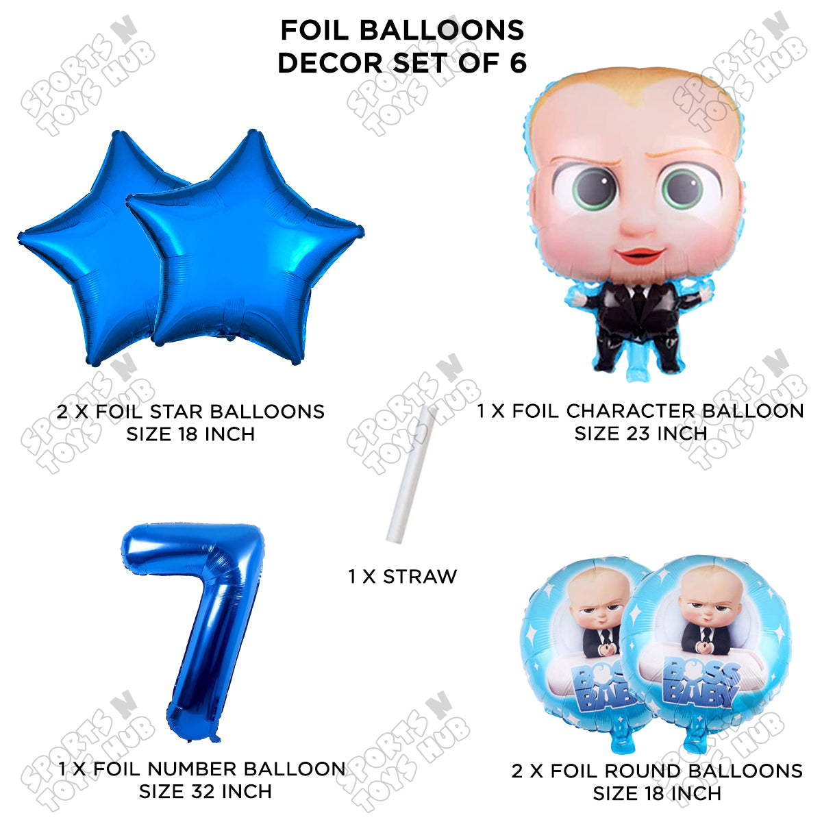B_o_s_s B@by Pack Of 6 Foil Balloon Set