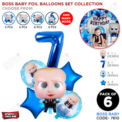 B_o_s_s B@by Pack Of 6 Foil Balloon Set