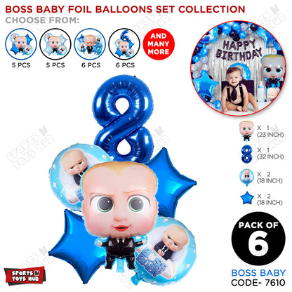 B_o_s_s B@by Pack Of 6 Foil Balloon Set