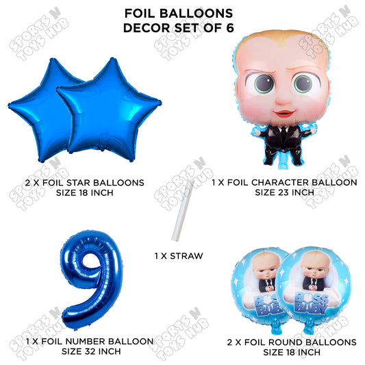 B_o_s_s B@by Pack Of 6 Foil Balloon Set