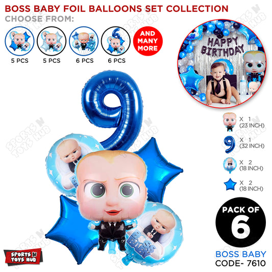 B_o_s_s B@by Pack Of 6 Foil Balloon Set