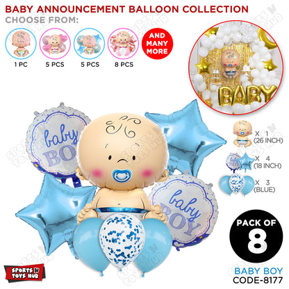 Baby Boy Foil Balloon - Pack Of 8
