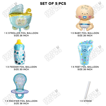 Baby Boy Character Foil Balloon - Pack Of 5