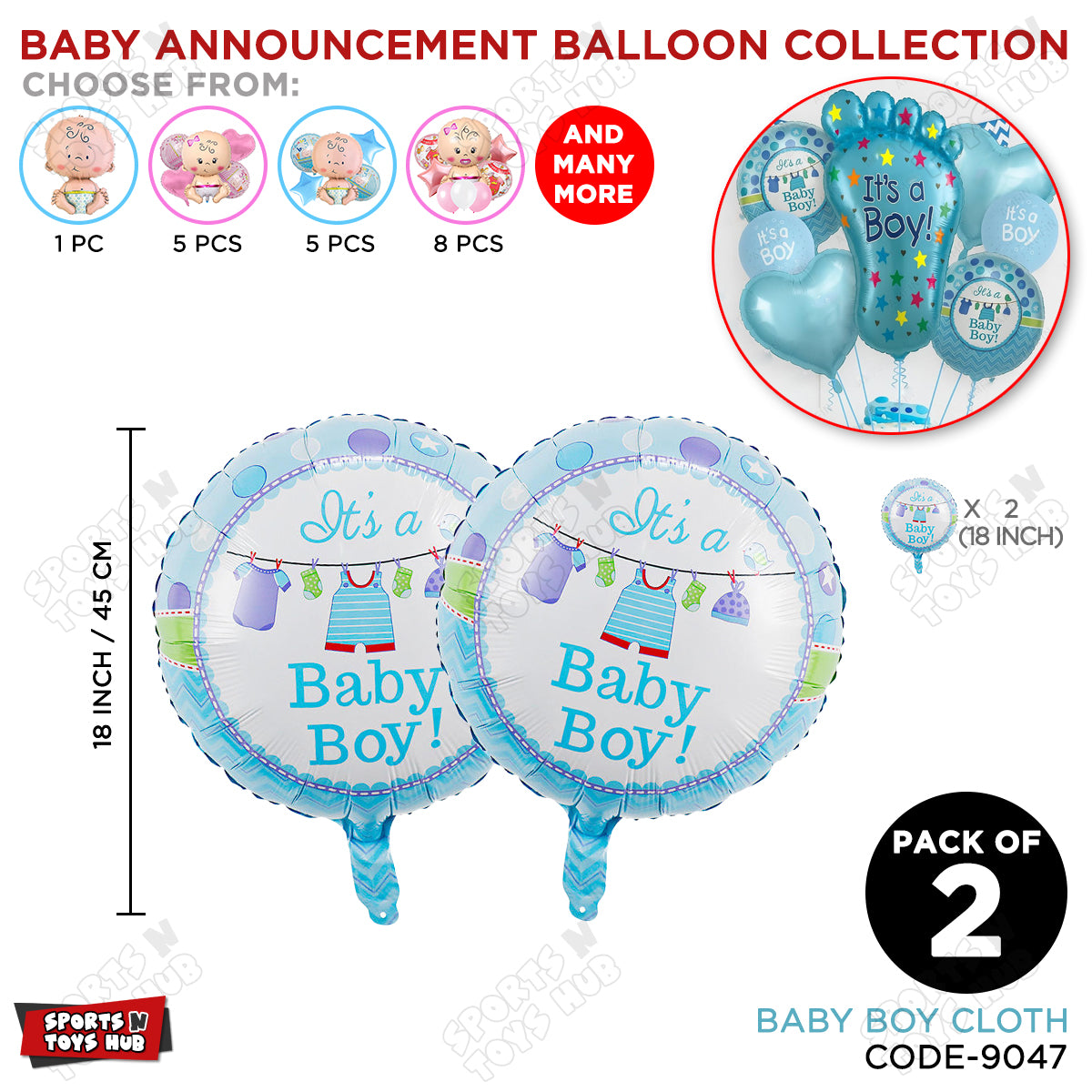 Baby Announcement Baby Boy Cloth Round Foil Balloon