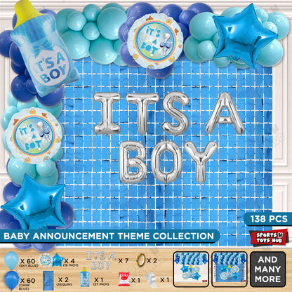 Feeder Foil Balloon With Its A Boy Foil Letter Arch Theme - Pack Of 138