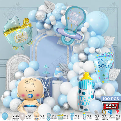 Baby Boy Character Foil Balloon Set Arch Theme Balloon Kit - Pack Of 100 PCS