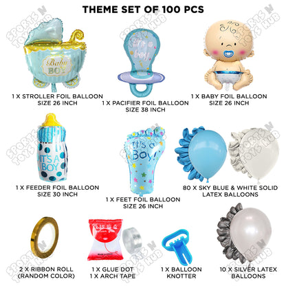 Baby Boy Character Foil Balloon Set Arch Theme Balloon Kit - Pack Of 100 PCS
