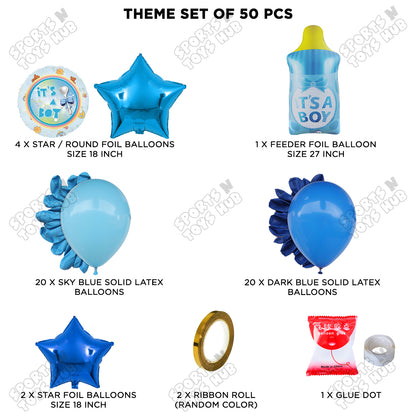 Baby Boy Feeder Foil Balloon Set Garland Theme - Pack Of 50