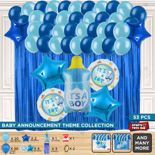 Baby Boy Feeder Foil Balloon Set With Balloon Curtain Theme