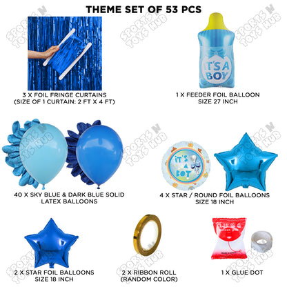 Baby Boy Feeder Foil Balloon Set With Balloon Curtain Theme