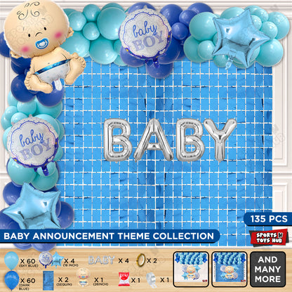 Baby Boy Foil Balloon With Baby Foil Letter Arch Theme - Pack Of 135